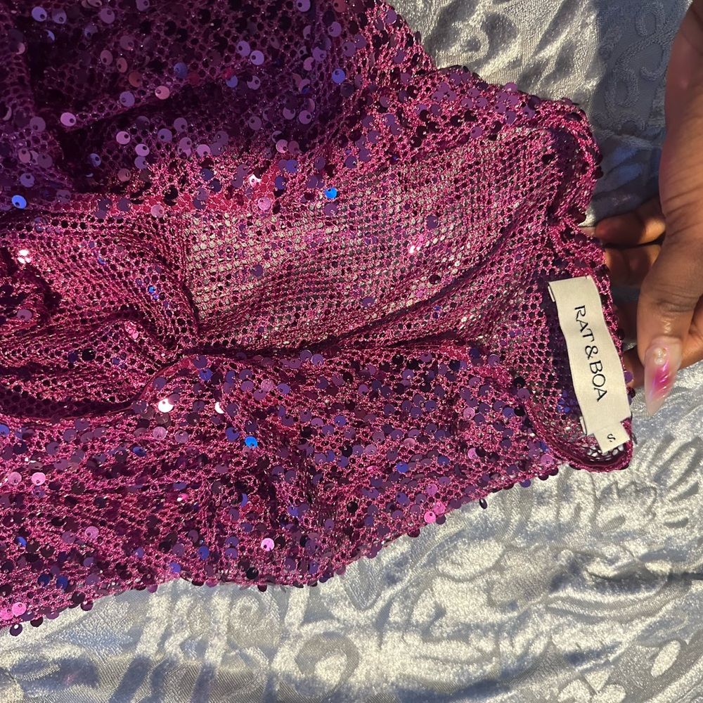 Rat & Boa Purple Sequin Backless Gown - Picture 4 of 8